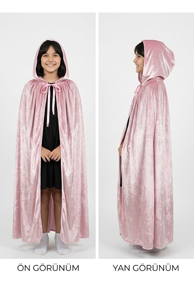 Girl's Velvet Hooded Pink Cape Costume