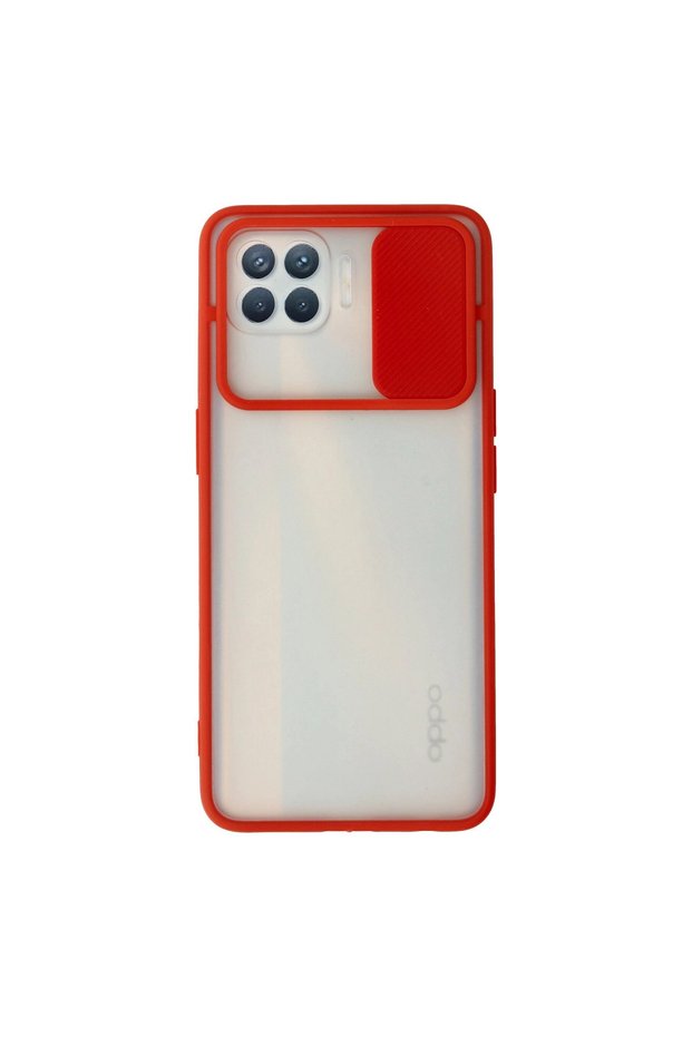 Oppo Reno 4 Lite Case Palm Frosted Camera Sliding Silicone - Red