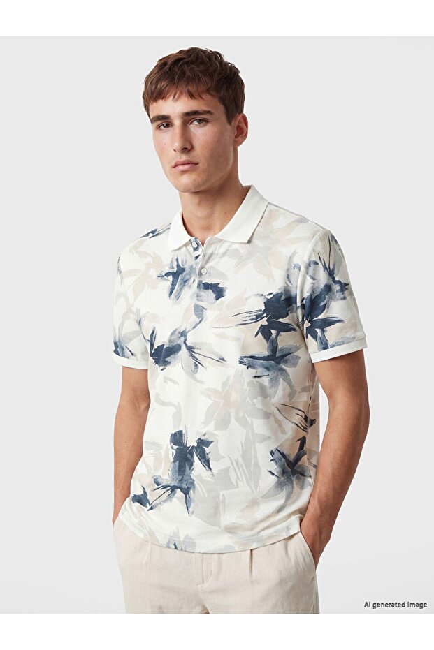 Polo Neck Patterned Pique Men's T-Shirt
