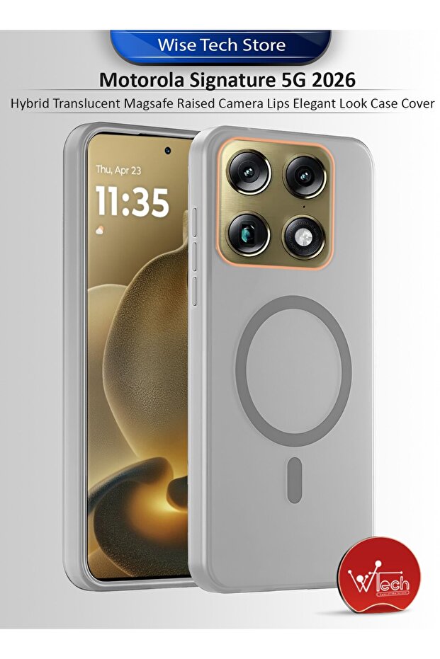 Motorola Signature 5G 2026 Hybrid Translucent Magsafe with Magnetic Charging Raised Camera Lips Case Cover