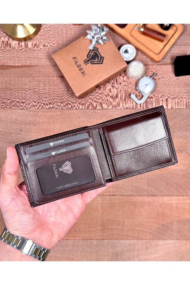 Genuine Leather Men's Wallet with Coin Compartment and Double Money Compartment 2147