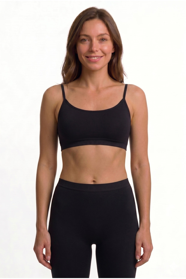 Women's Seamless Sports Bra with Pads, Gathering Effect, Thin Straps, Bustier