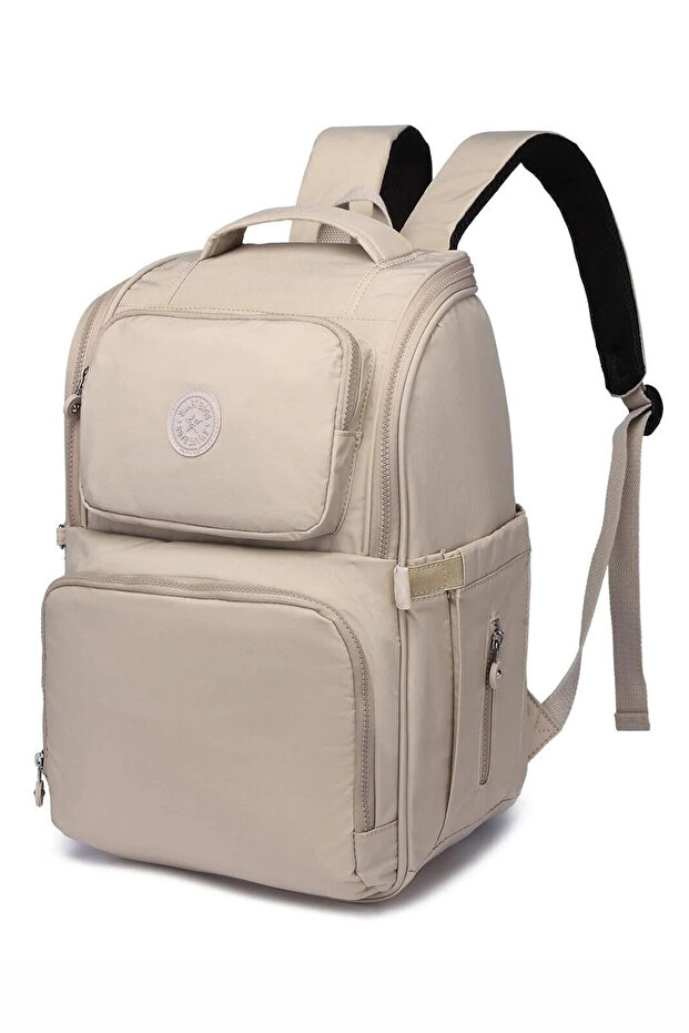 Large Size Waterproof Multi-Pocket Mother and Baby Care Backpack Beige