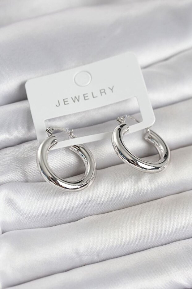 Silver Color Brass Hoop 25 mm Women's Earrings
