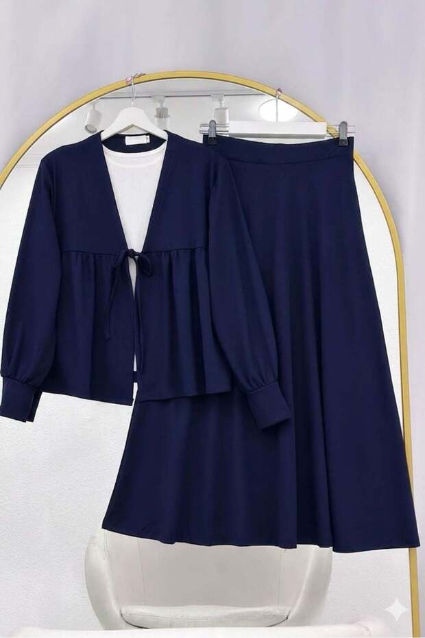 Mila Tie-Dye Skirt Suit Navy Blue