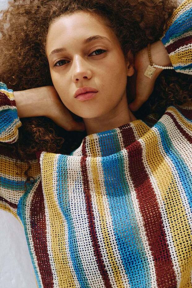 Drawstring-detail net top