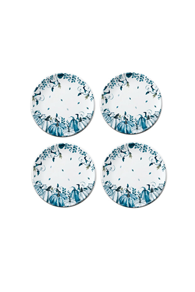 coasters Botanical Print, Set of 4, Round, White