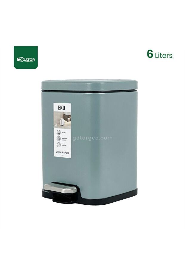 Stainless Steel Color coated Slow Cloasing Bin 6L Blue
