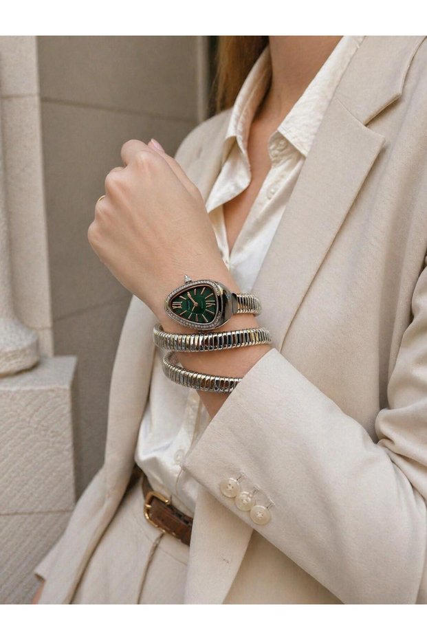 Snake Model Women's Wristwatch Steel Band Blackening Color Does Not Fade Vs.Blkt.1046