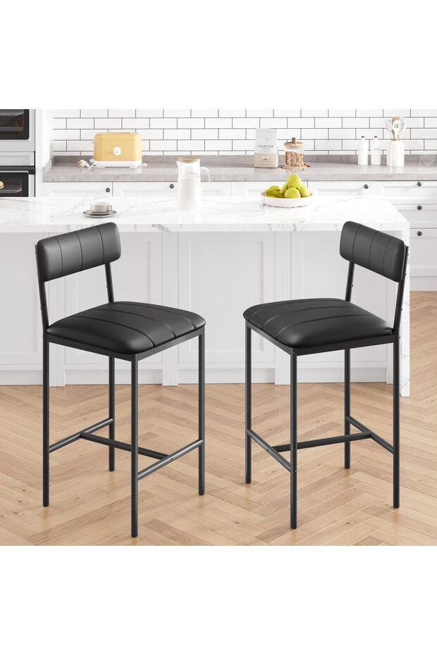 Compact Dining Set for 2 People - Rectangular Table and Upholstered Chairs - Sturdy Metal and Wood Frame - Ideal for Kitchen, Apartment or Small Spaces