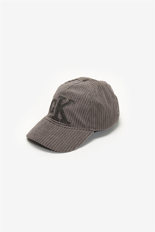 Felt Monogram Patch Cap Erkek Baseball Şapka Gri - 2