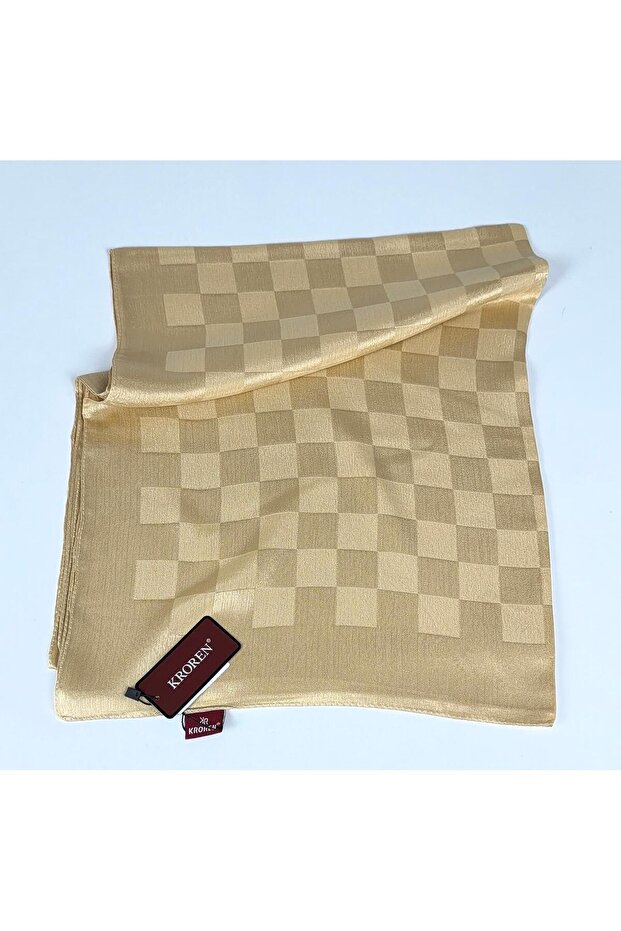 شال من قماش الكريب الجاكار بنمط مربعات - 70 × 190 - 7379-94