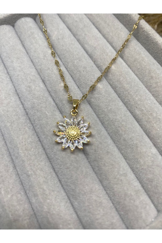 Zircon Stone Sunflower Women's Necklace