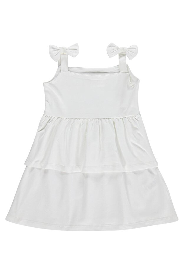Shoulder Bow Dress for 2-5 Years Old - Off-White