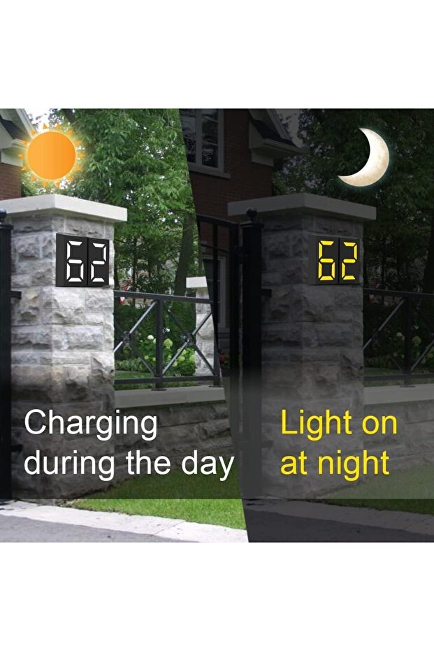Solar House Numbers Light, Waterproof Lighted House Number Plaque for Home Yard Street, Solar Powered Numbers Sign Can Light Up All Night for Visibility (White + Warm)