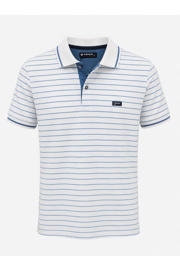 Gewer Slim Fit Men's Polo Collar Short Sleeve Striped T-Shirt 7702