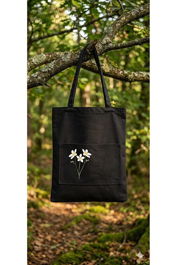 Black Cloth Bag with Pockets