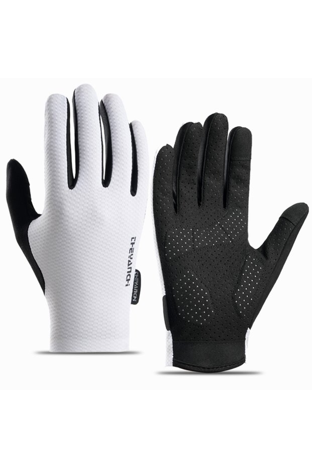 M White GTUBIKE New Touch Screen Long Full Fingers Gloves Breathable Sports Cycling Gloves MTB Road