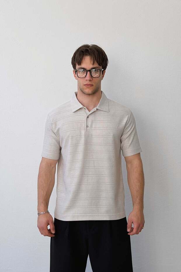 Striped Shirt Collar T-Shirt