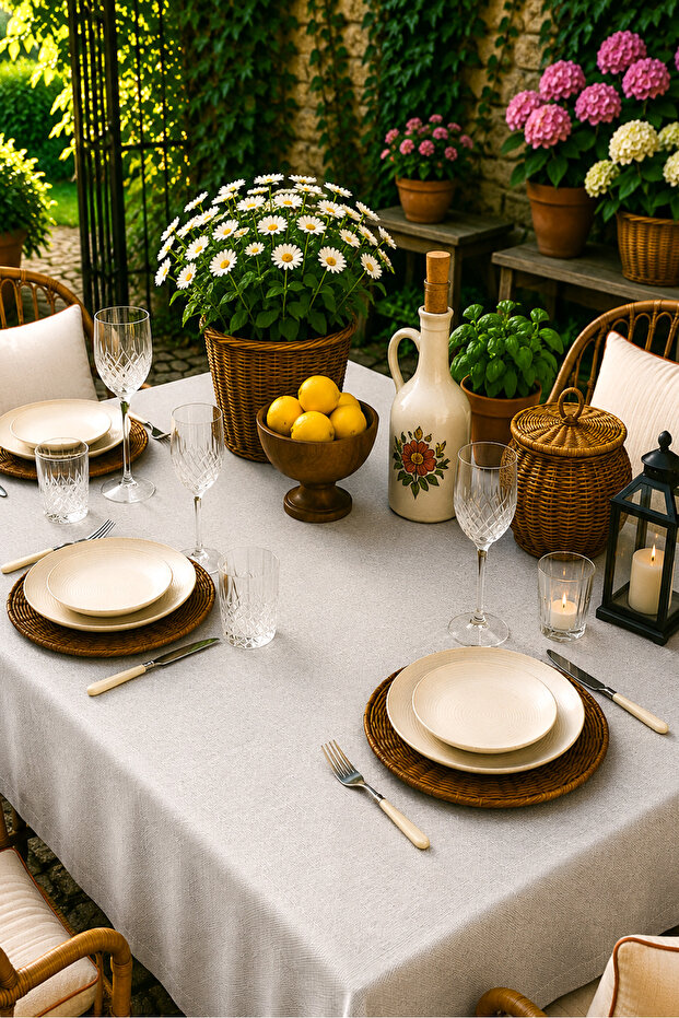 Pötikare Tablecloth Organization Tablecloth Water Repellent Wrinkle Resistant Durable Picnic Garden Party Tableware