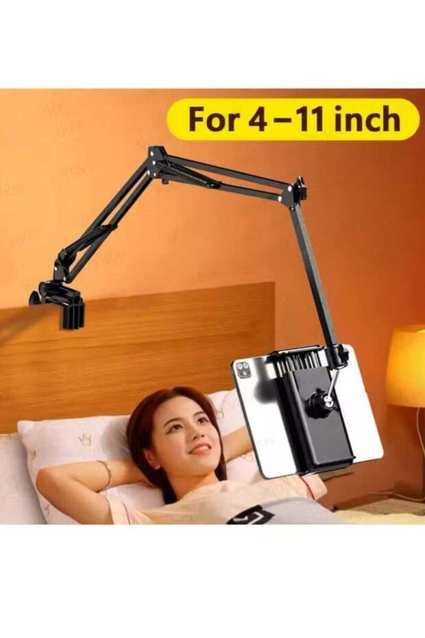 Foldable Long Arm Tablet Stand for Bed, Adjustable Phone Stand with 360 Degrees Rotation