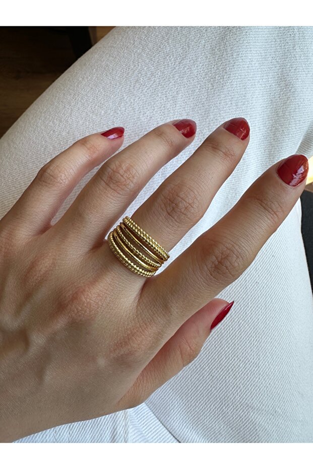 Gold Wire Beaded Ring - 3
