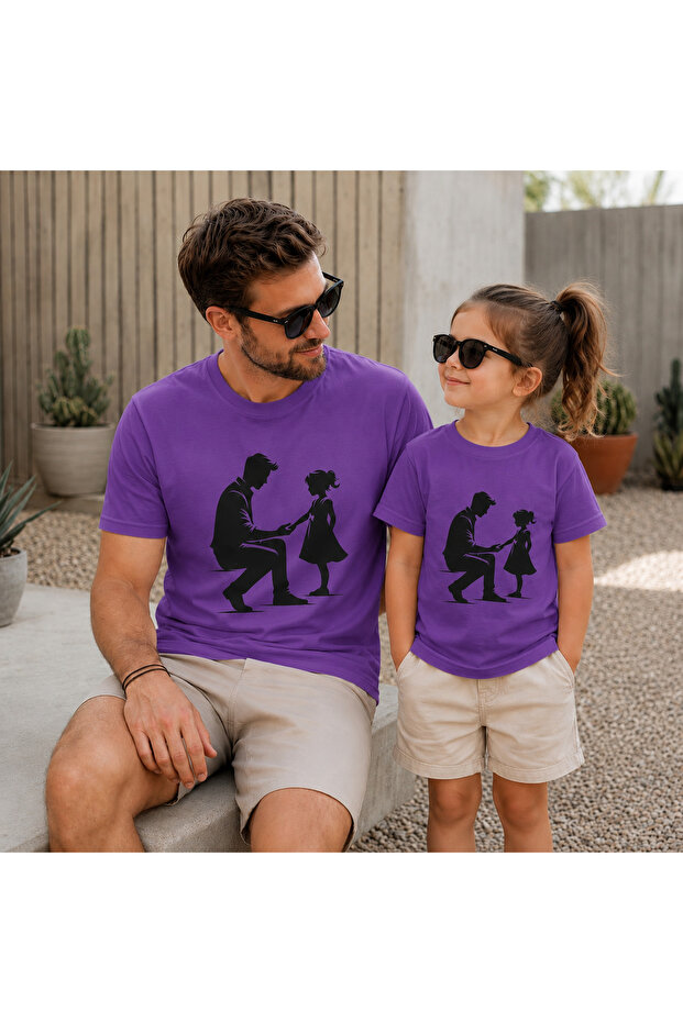 Father and Daughter Oversize T-Shirt with Side-By-Side Print (Sold Individually)