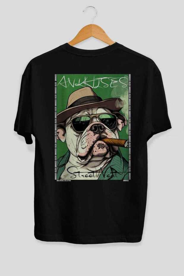 For Dog Lovers 67 Back Dog Printed Black Oversize T-Shirt 100% Cotton Unisex Dog Lover Premium Design