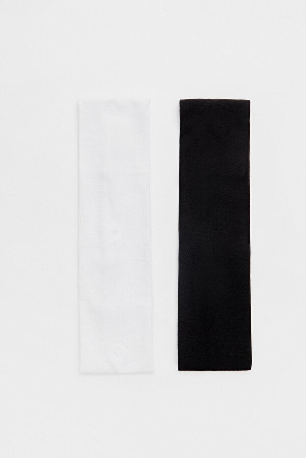 3 قطع من رباط الشعر المصنوع من الجيرسيه باللونين الأبيض والأسود