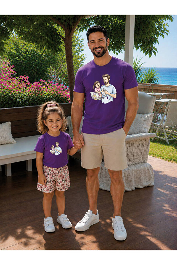 Father Daughter Combination Sold as a Single Item 100% Cotton Oversize T-Shirt Father's Day Gift