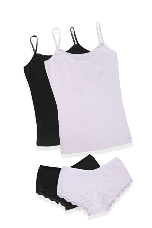 Detailed Two-Piece Tank Top & Panties Set