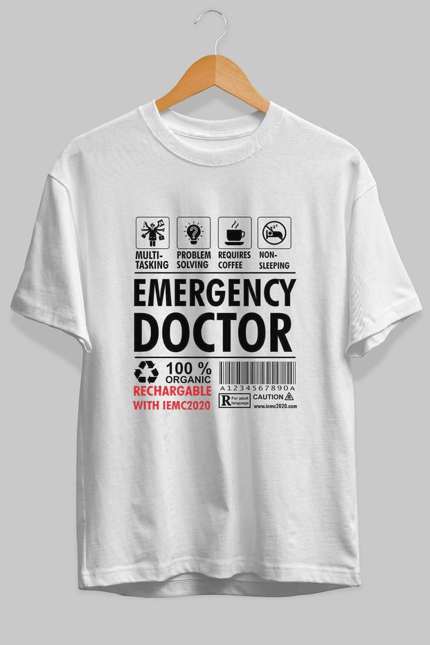 Emergency Doctor Oversize Front Printed White T-Shirt 100% Cotton Streetwear Premium Comfortable Fit