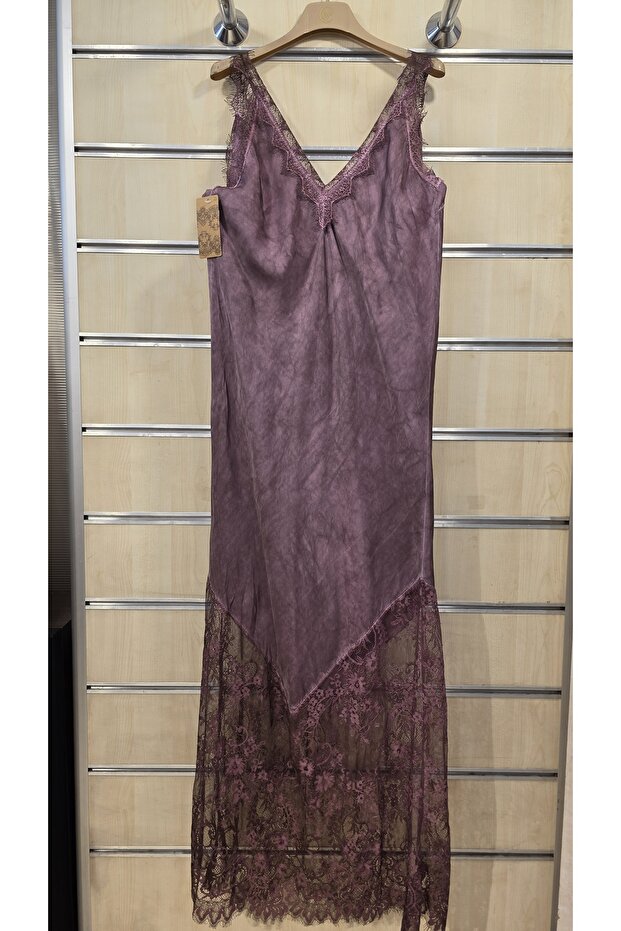 Italian Satin Dress with Fringe Detail