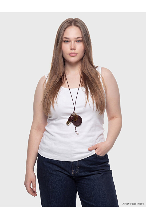 White Plus Size U-Neck Women's Tank Top