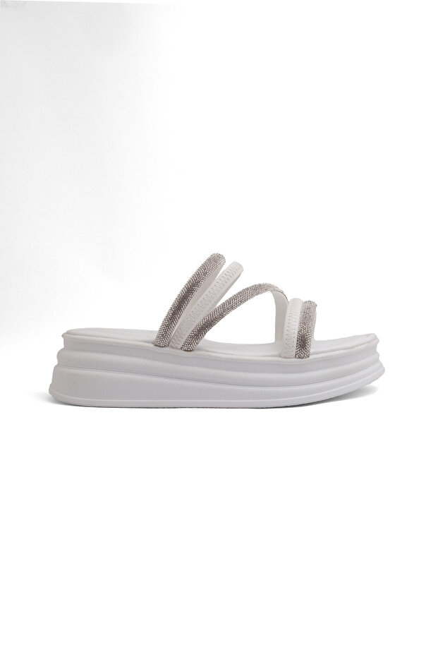 Stn 305 Stone Detailed High-Sole Slippers