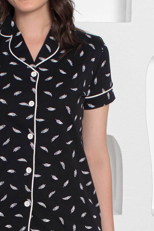 Alimer Black Buttoned Shorts Set - 4