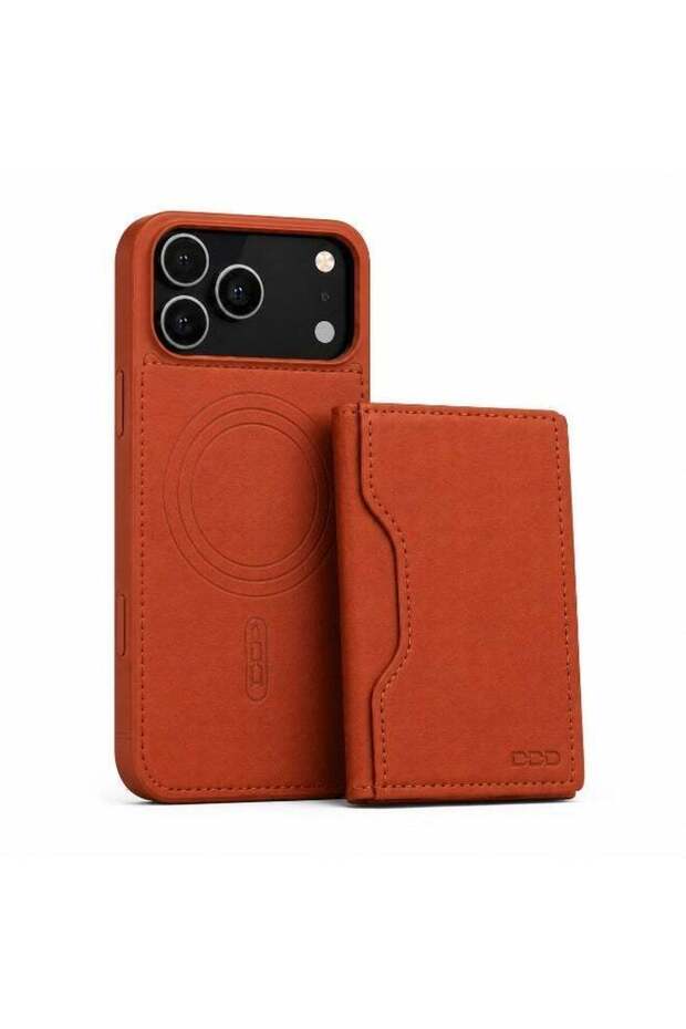 Magnetic Wallet Case for iPhone 17 Pro Max Brown – Leather Flip Cover with Card Holder, RFID Protection & Wireless Charging Support