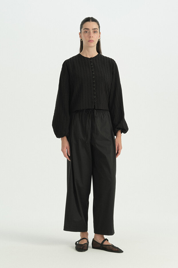 Cotton Baggy Pants - Black
