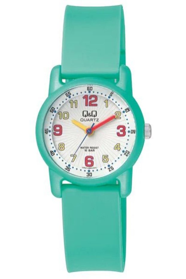 Children's Mint Green Silicone Cord Colorful Dial Wrist Watch 2 Years Warranty