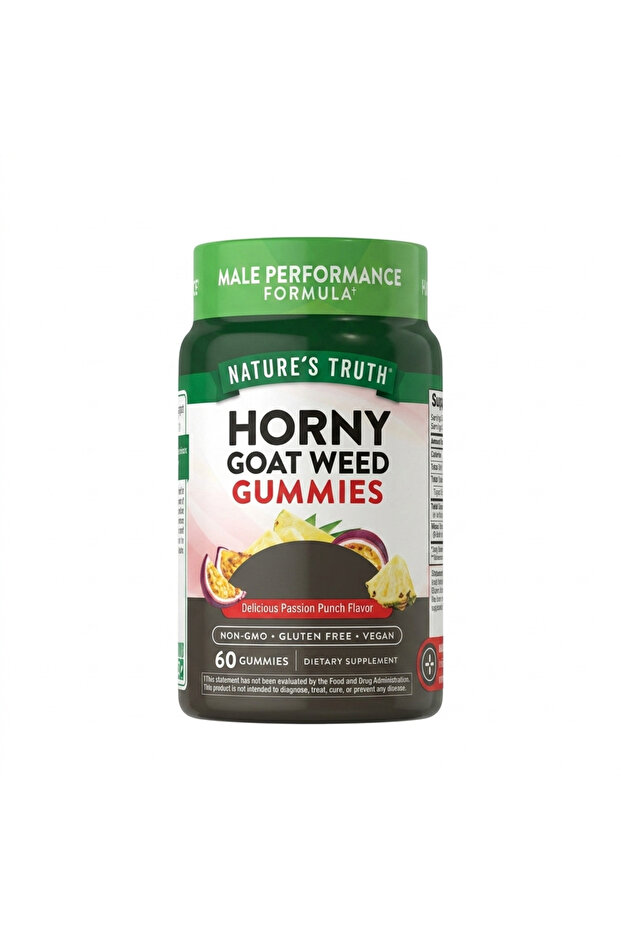 Horny Goat Weed Gummies Passion Punch 60 Gummies Herbal Wellness Performance Vitality Support for Men
