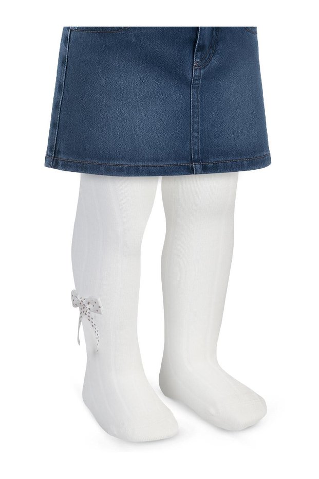 6-Piece Baby Girl Tights with Derby Accessories - Ecru