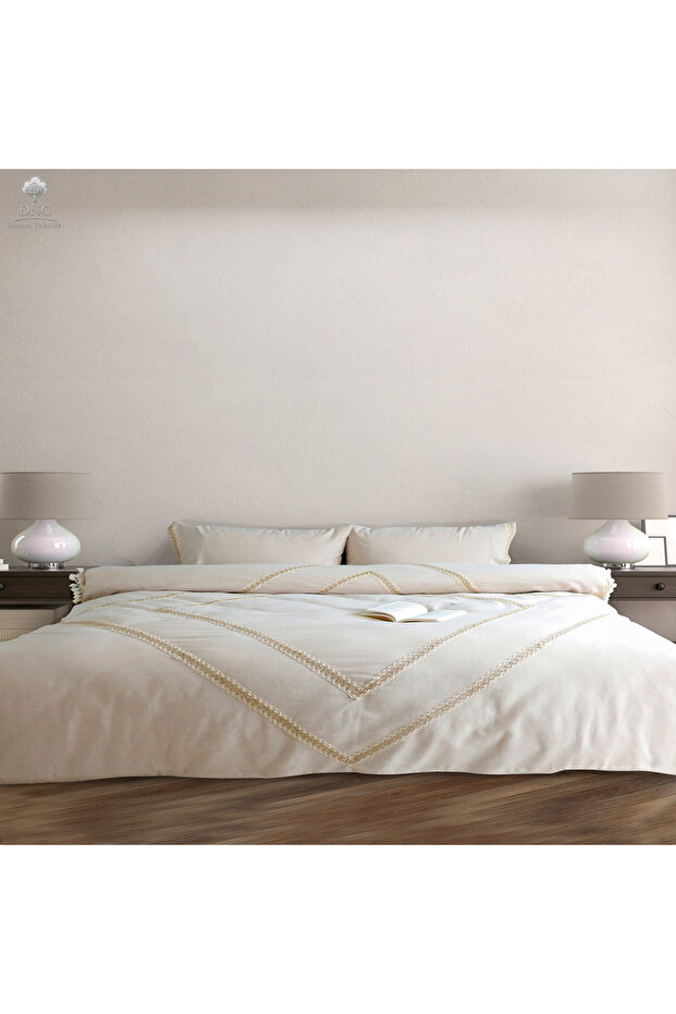 Natural Linen Jute Lace Single Duvet Cover Set (160X220)