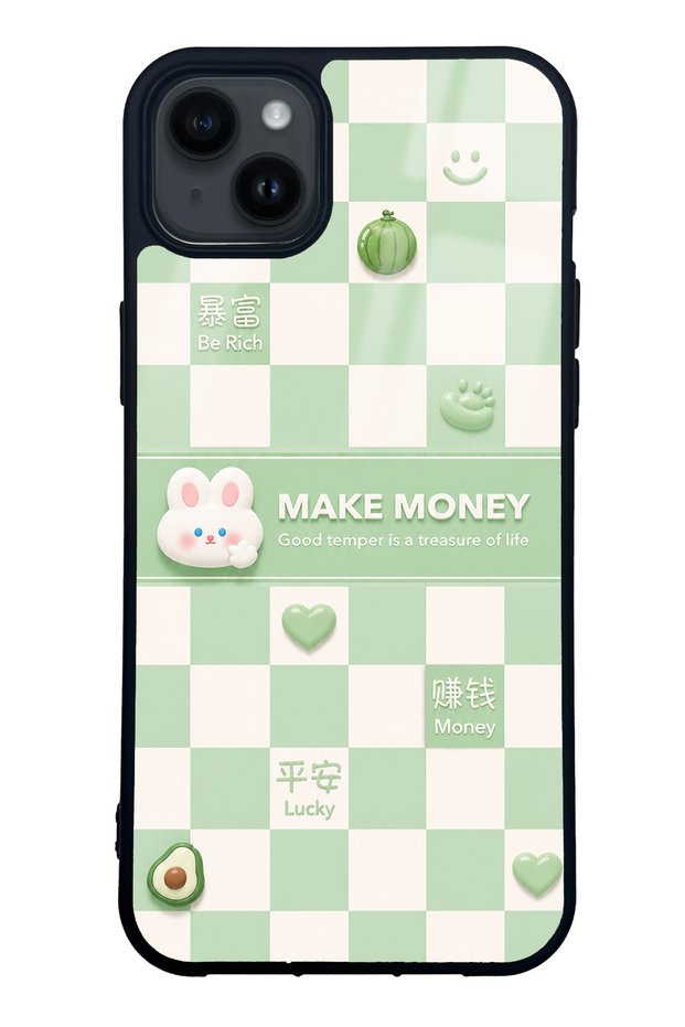 iPhone 14 Plus Green Make Money Design Glossy Phone Case