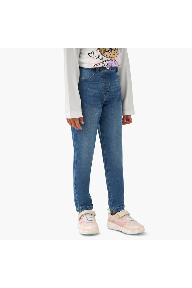 Jeans with Pockets, Buttoned Waist