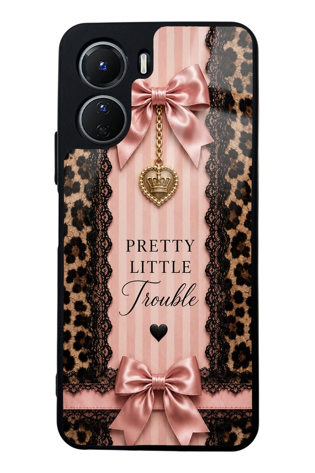 Vivo Y16 Glossy Phone Case with Pretty Leopard Bow Design