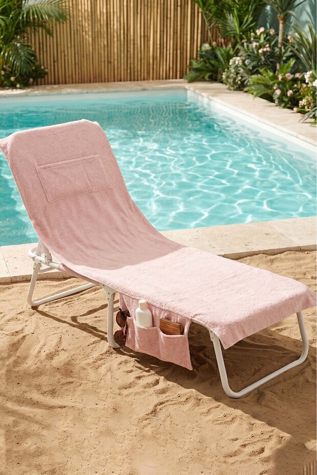 Powder 100% Cotton Sunbed Towel, 60X180 Cm, Quick Drying Beach Towel