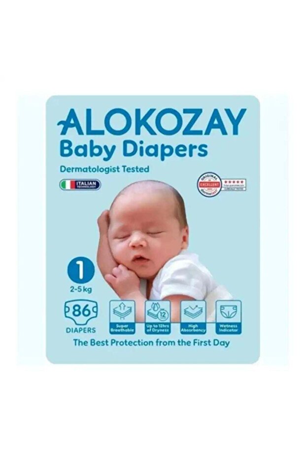 Baby Diapers, Size 1, 2-5kg- 86pcs