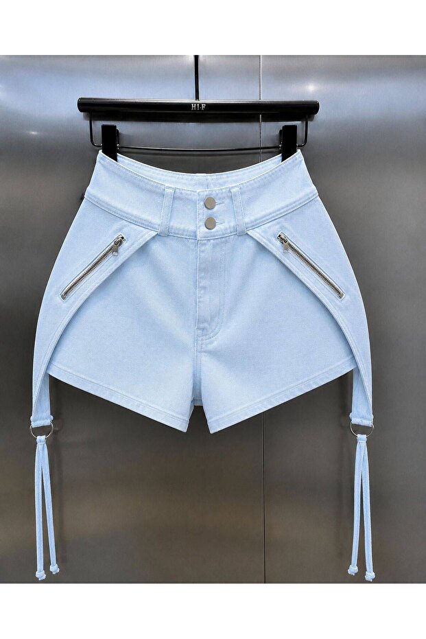 Brazilian Jean Shorts with Zipper Detail