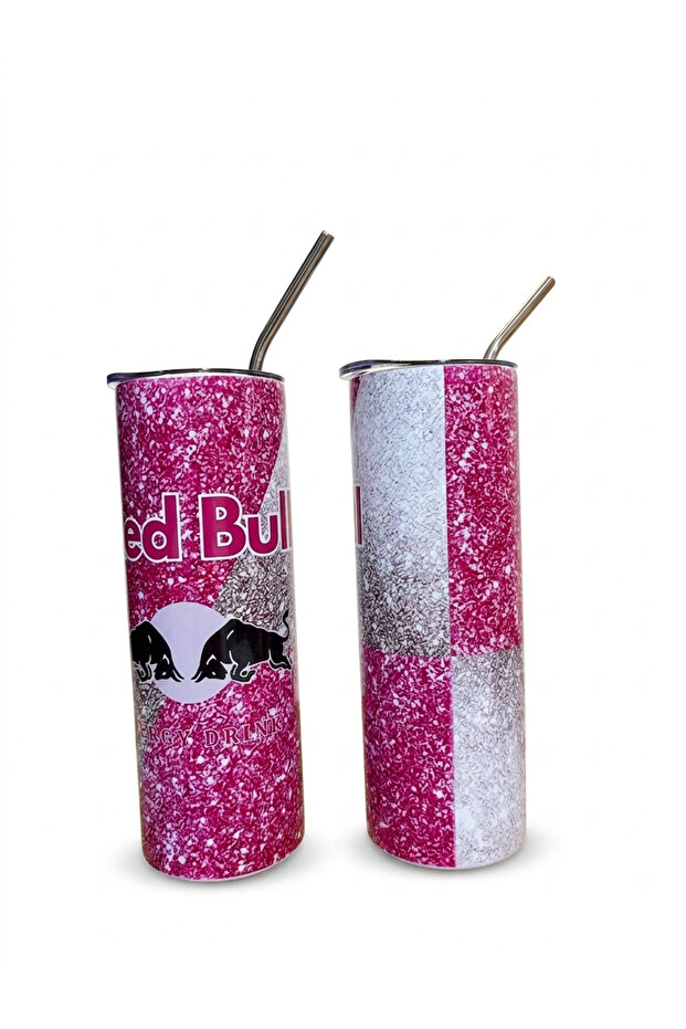 كوب حراري بتصميم ريدبول الوردي لامع Redbull tumbler cup glitter pink