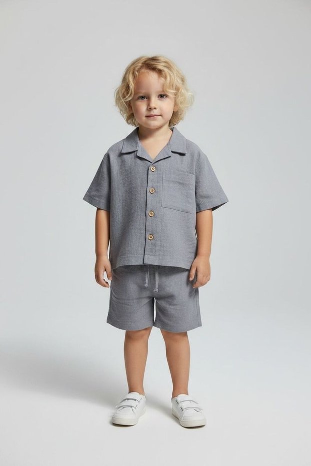 Organic Children's Linen Suit Shorts and Short Sleeved Shirt Set